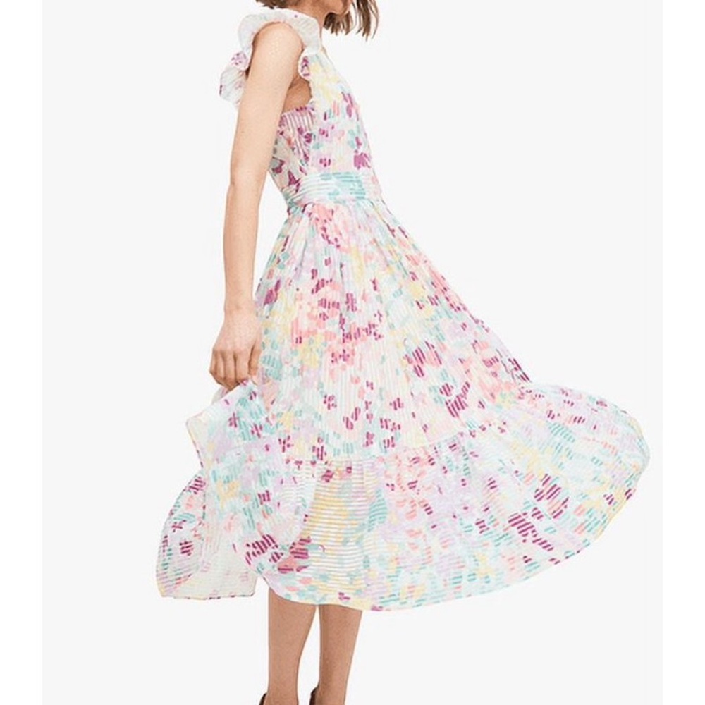 Kate Spade New York Women's Painted Petals Burnout Ruffle Dress, Size 10 - Picture 8 of 9